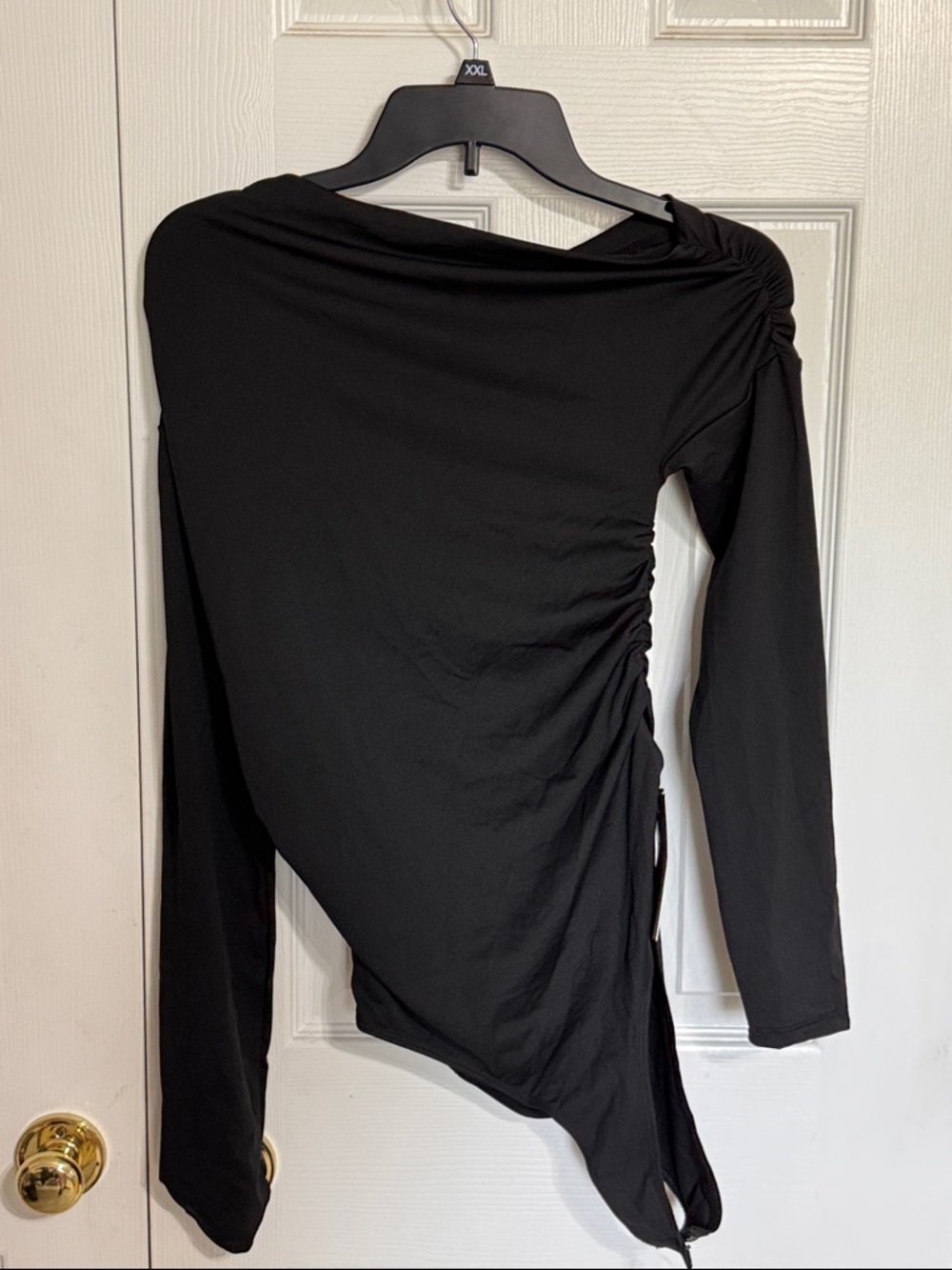Black Asymmetrical One-Shoulder Bodysuit